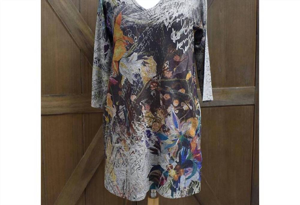 NEW INOAH women's floral notes tunic in grey